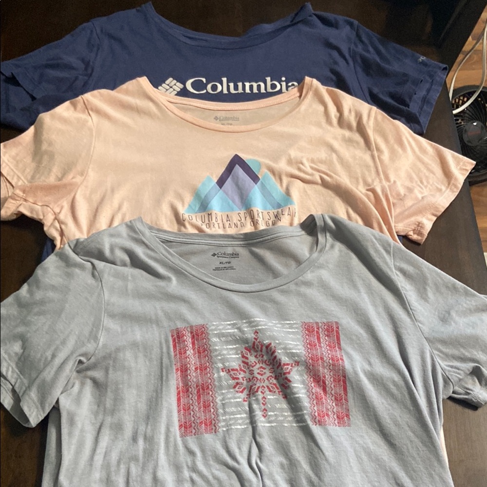 Columbia Blue, Peach, and Gray Graphic T-Shirts Alll size XL